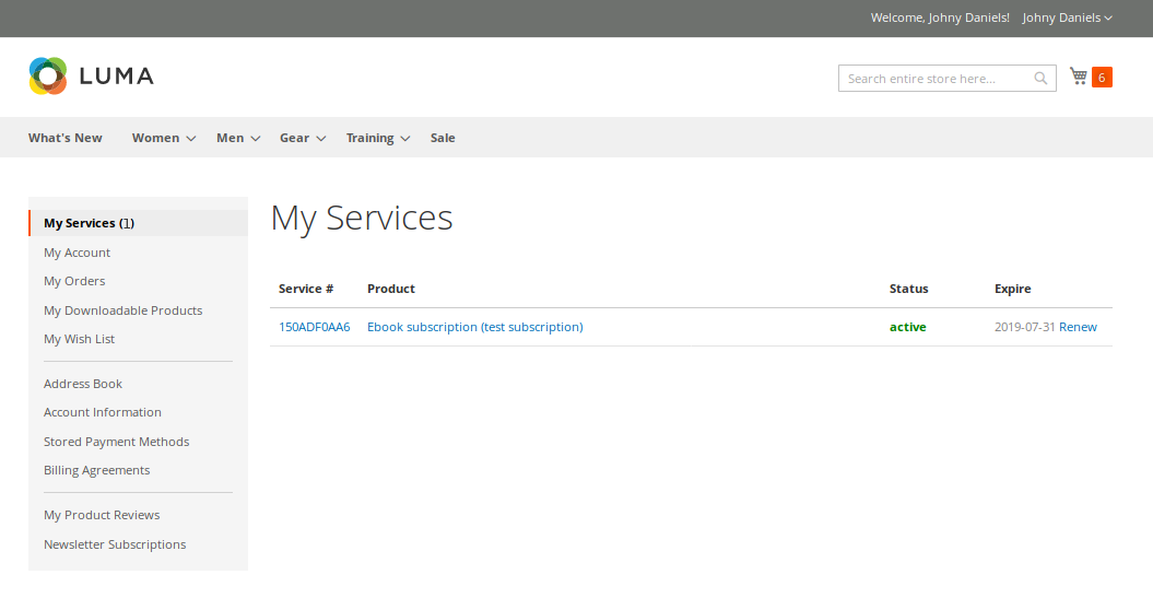 Open Subscriptions for Magento - client's services list